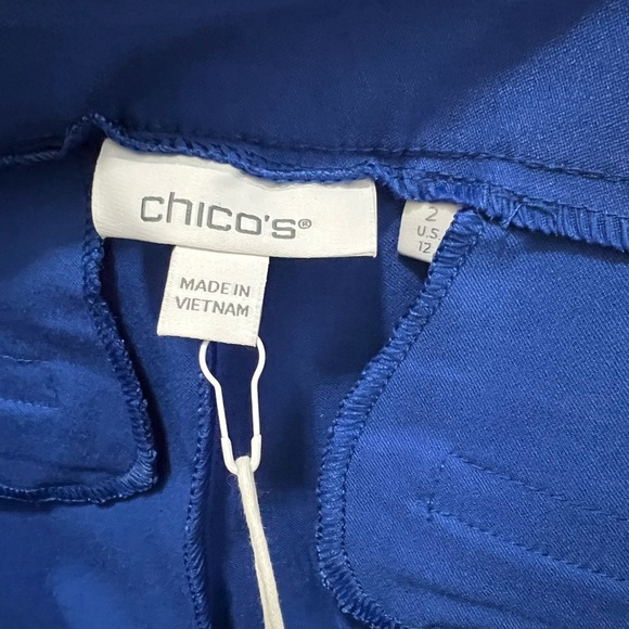 Chico's So Slimming Brigitte Fringe Hem Slim Crop Rich Cobalt size 12 (2) NWT - Picture 3 of 10
